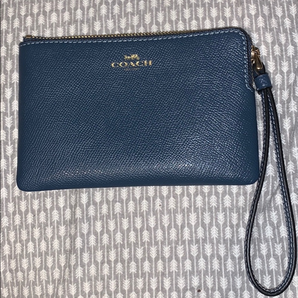 Coach navy blue wristlet